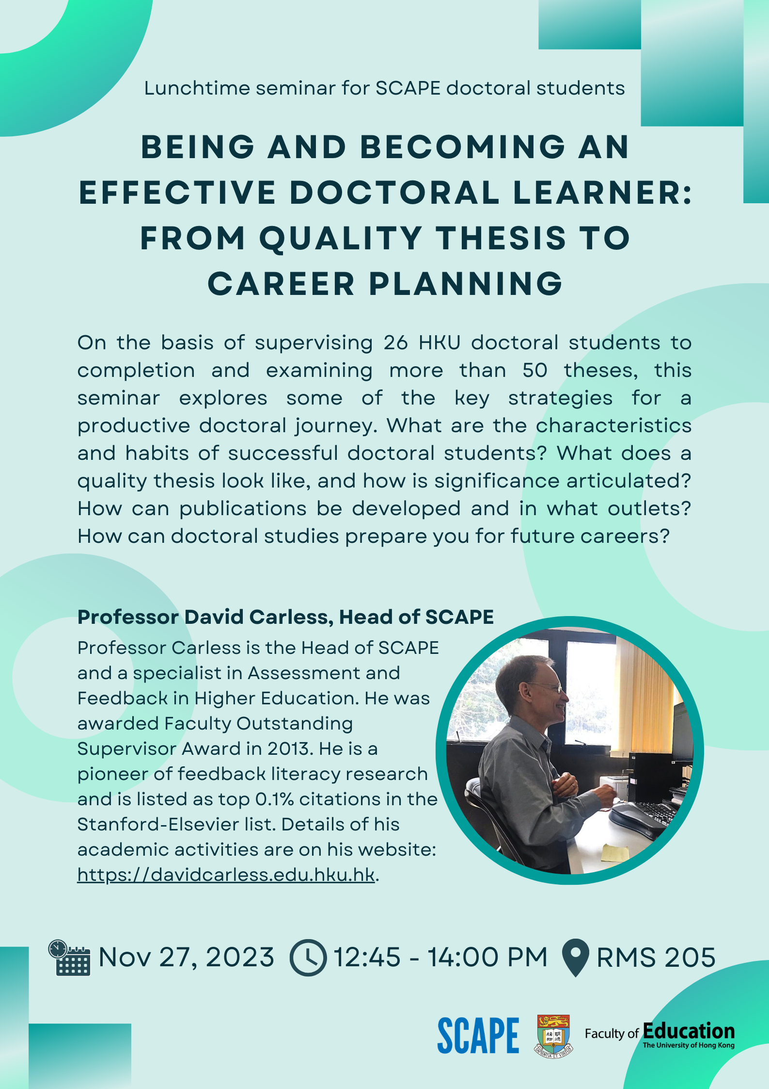 [Full Video Available] Being and Becoming an Effective Doctoral Learner: From Quality Thesis to Career Planning