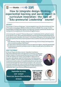 How to Integrate Design-thinking, Experiential Learning and Social Impact in Curriculum Innovation: The Case of “Edu-preneurial Leadership” Course?